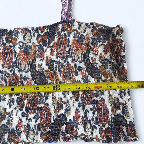 Anthropologie 1X Floral print cropped tank top EUC Stretchy - Picture 2 of 5